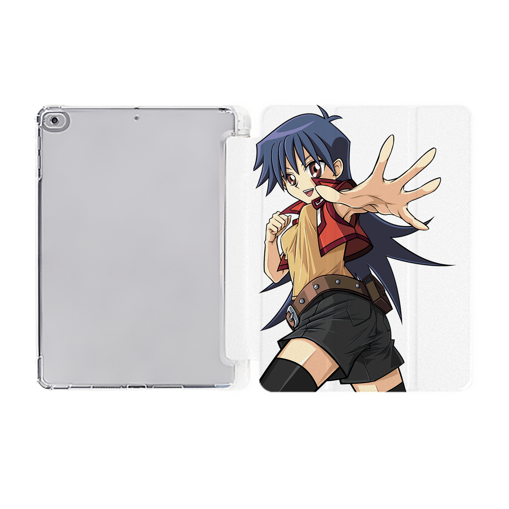 （画像用） 遊☆戯☆王 Yu-Gi-Oh! IPad ケース ペン収納付き 三つ折りスタンド PUレザー×シリコン 対応機種9.5/10.5/10.9インチ